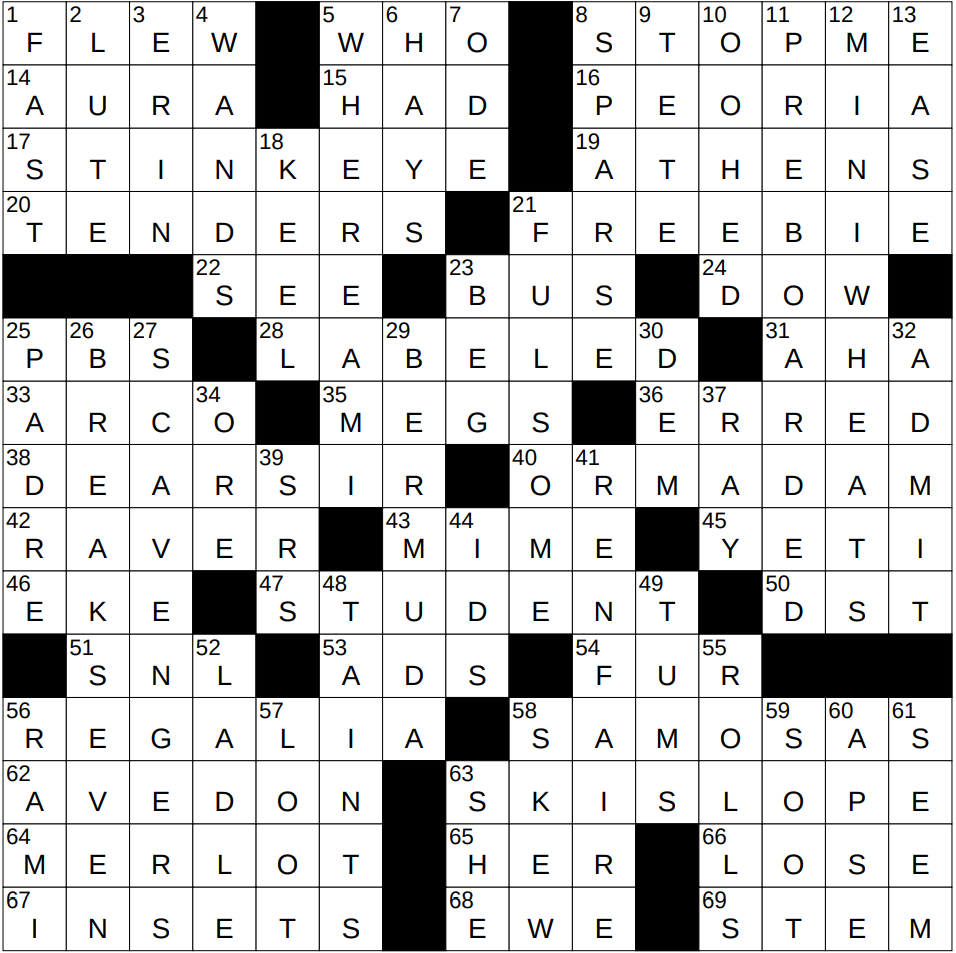 0115 25 NY Times Crossword 15 Jan 25 Wednesday NYXCrossword
