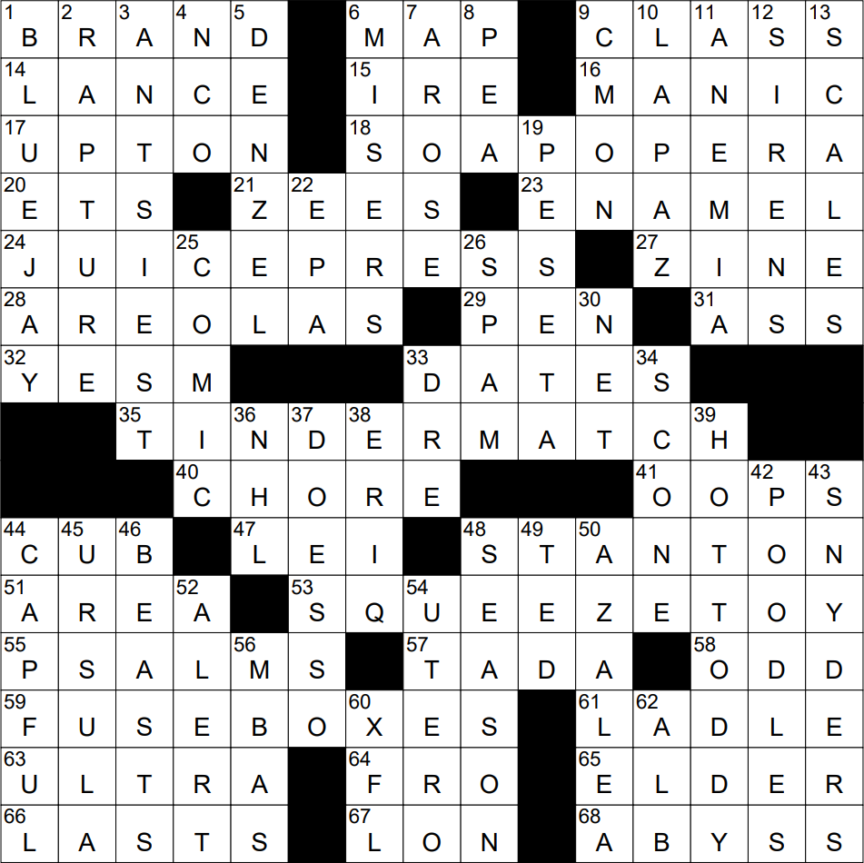 0220 23 NY Times Crossword 20 Feb 23 Monday NYXCrossword