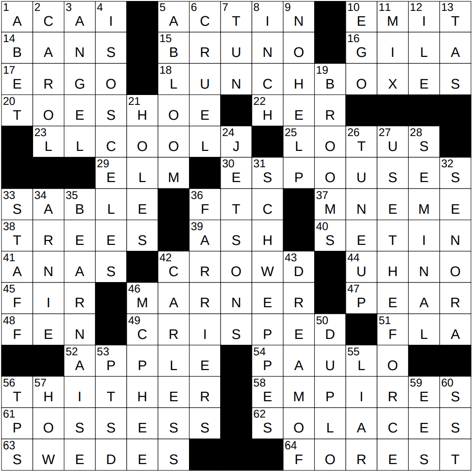 0417 25 NY Times Crossword 17 Apr 25 Thursday NYXCrossword