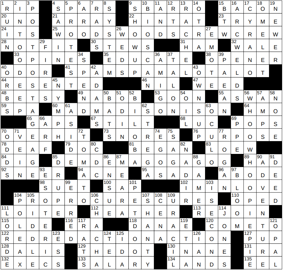 0420 25 NY Times Crossword 20 Apr 25 Sunday NYXCrossword