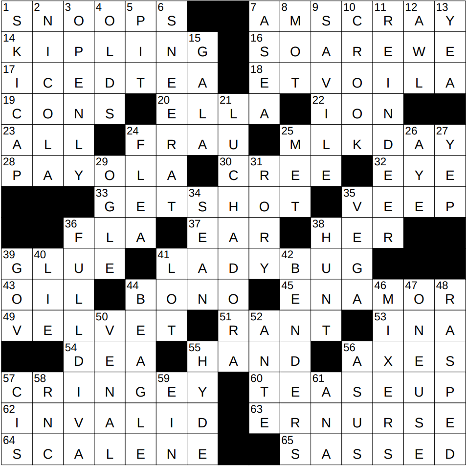 0529 25 NY Times Crossword 29 May 25 Thursday NYXCrossword