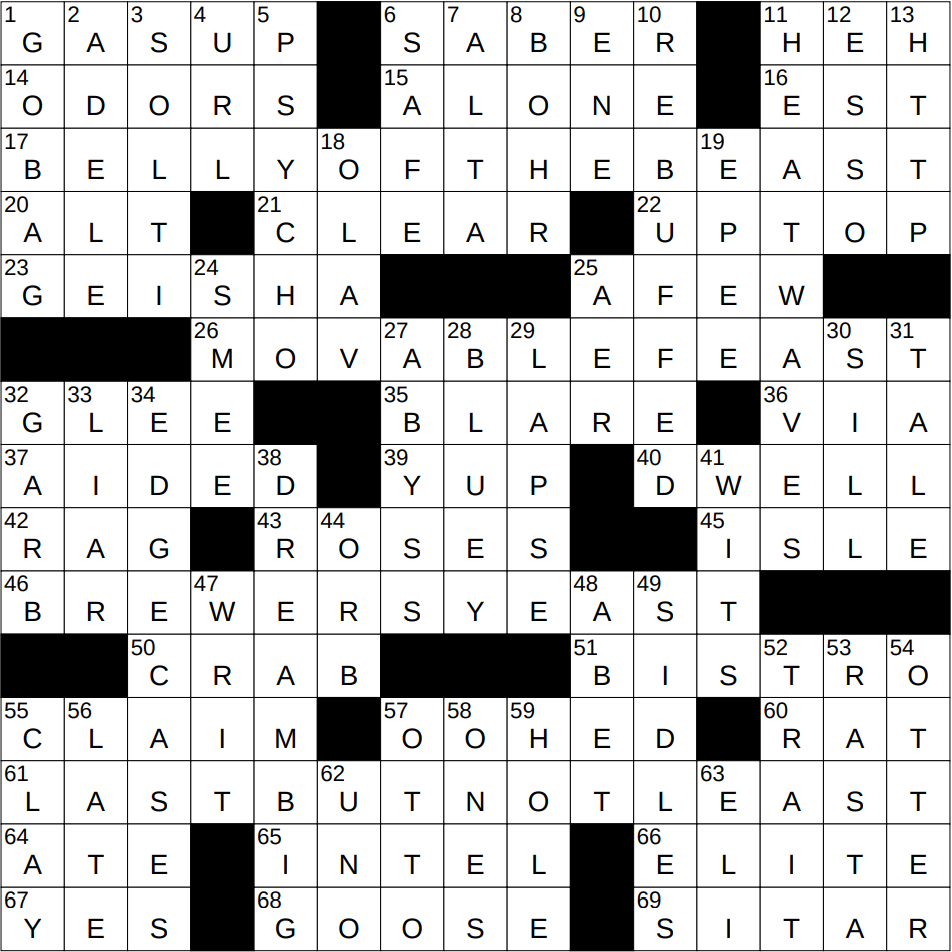 packed lunch nyt crossword