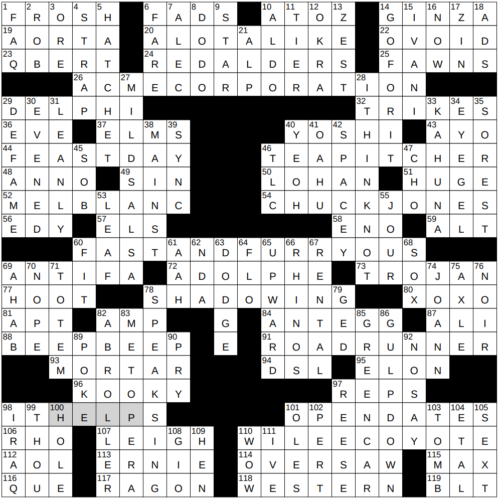 0914 25 NY Times Crossword 14 Sep 25 Sunday NYXCrossword