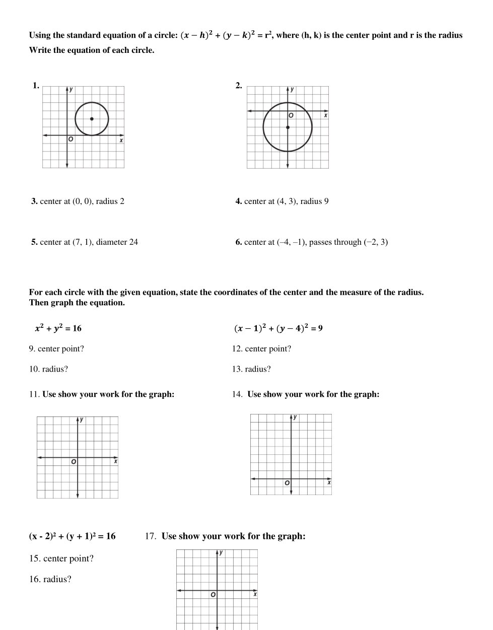 homework 8 equations of circles answers homework 8 equations of circles answers