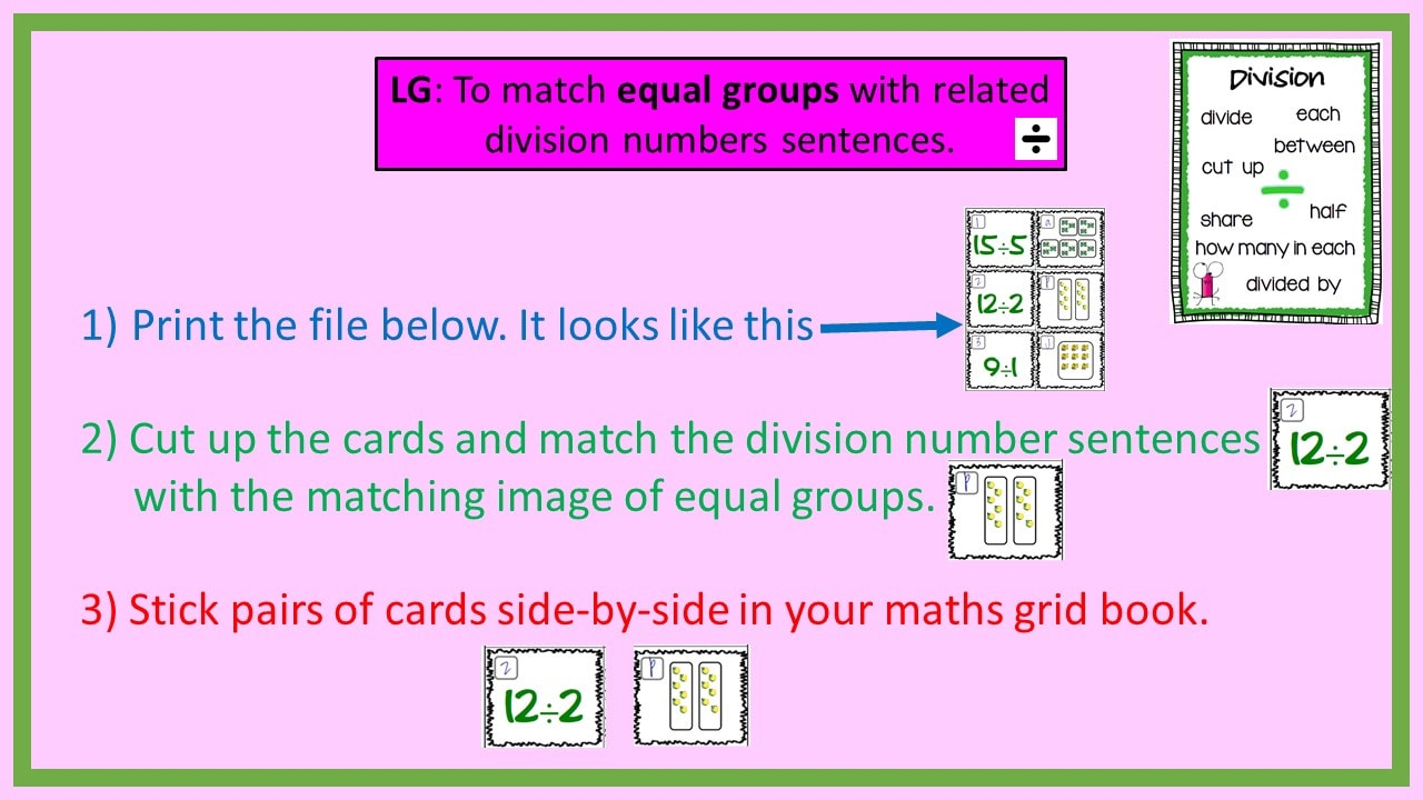 1 Matching Equal Groups To Division Number Sentences 34Auburn Primary School