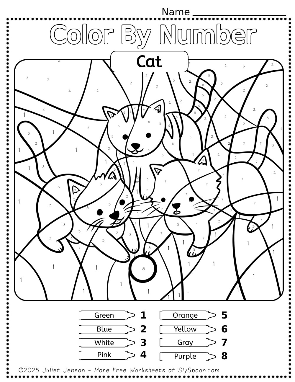 free printable color by number