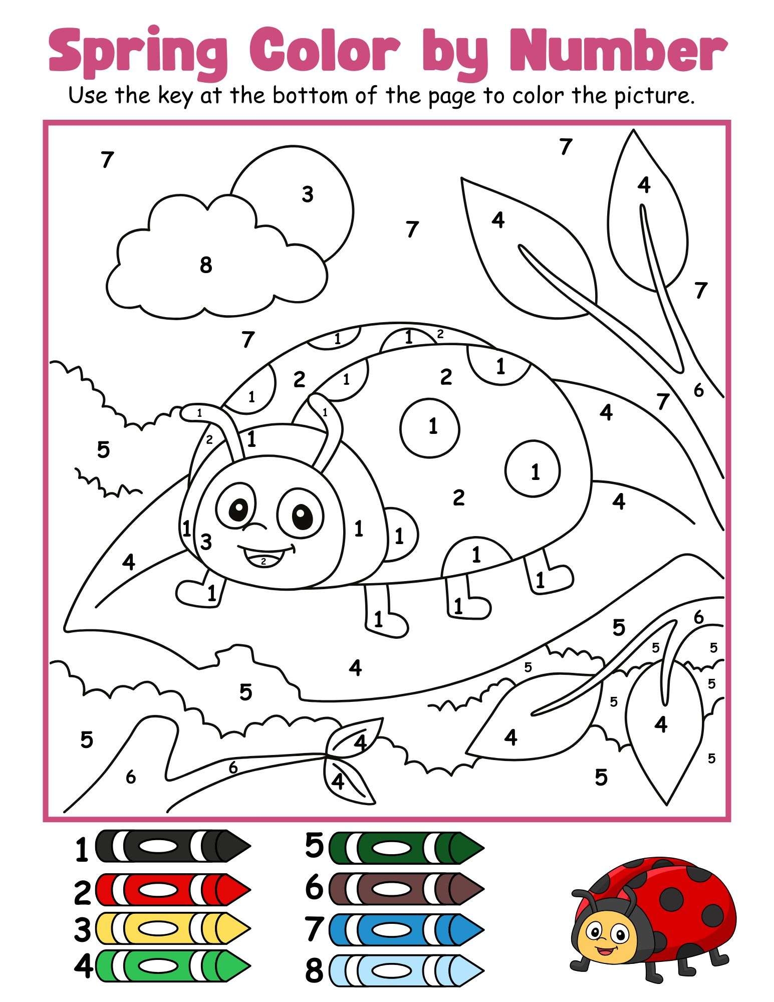 10 Free Spring Color By Number Printable Pages 10 Free Spring Color By Number Printable Pages