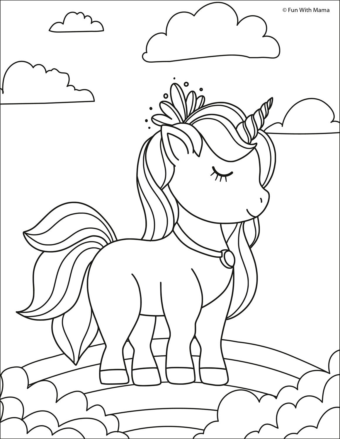 unicorn free printable colouring pages