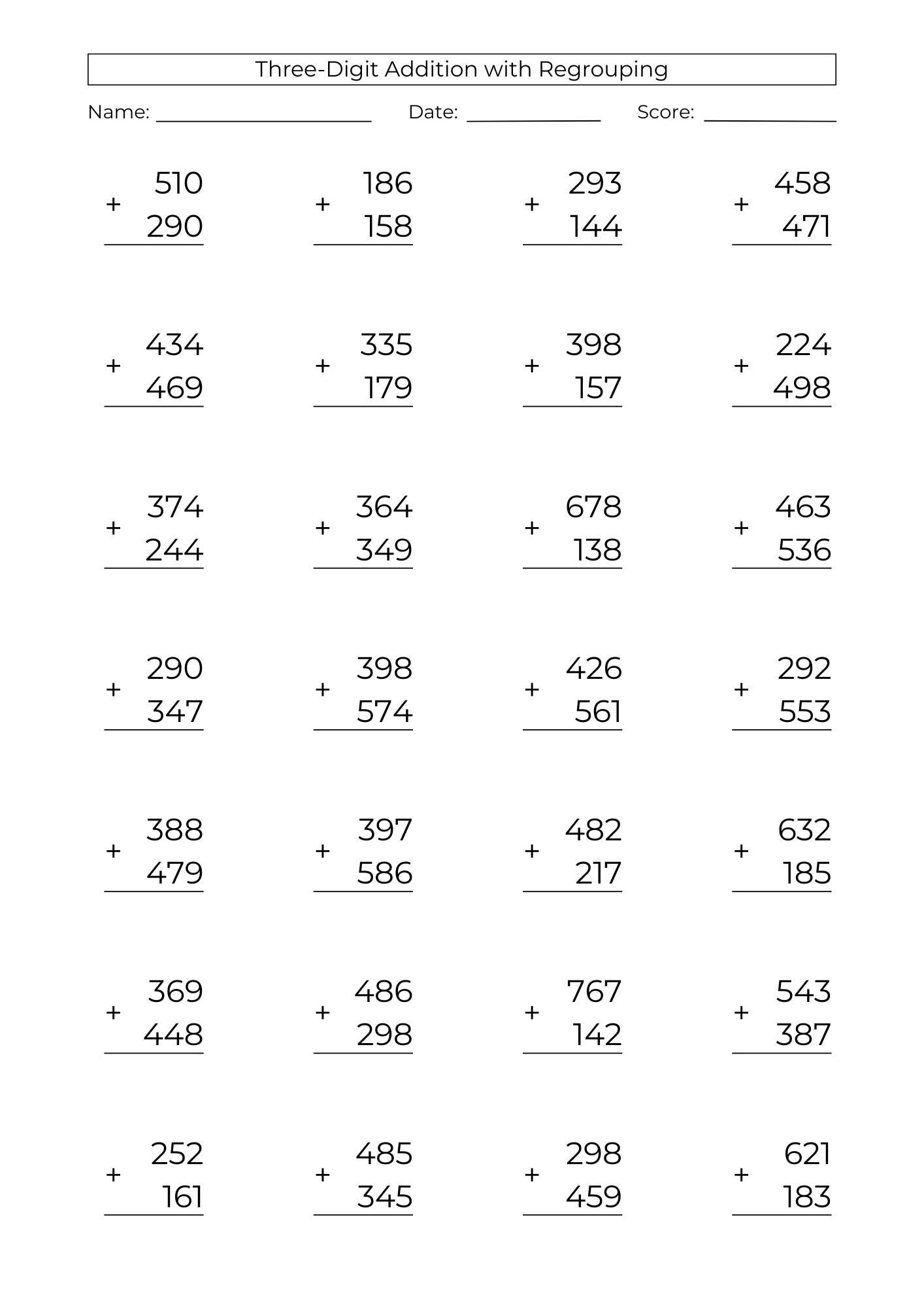 10 Printable 3 digit Addition Worksheets 3rd Grade Math Drills PDF Download Etsy 10 Printable 3 digit Addition Worksheets 3rd Grade Math Drills PDF Download Etsy