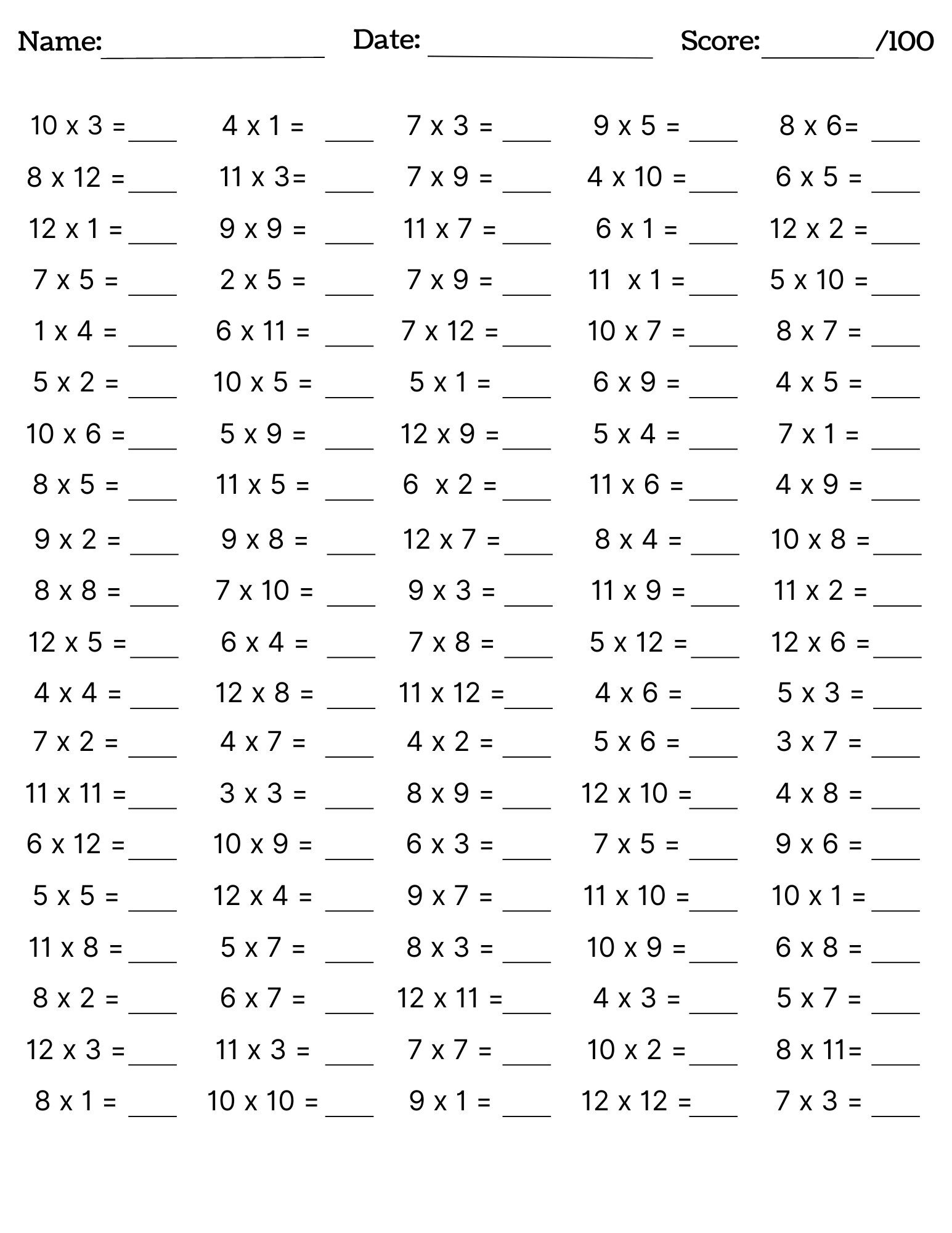 10 Printable Multiplication Worksheets Fill In The Blanks Single Digit Multiplication numbers 1 12 Maths Drills Answers Included Etsy Israel 10 Printable Multiplication Worksheets Fill In The Blanks Single Digit Multiplication numbers 1 12 Maths Drills Answers Included Etsy Israel