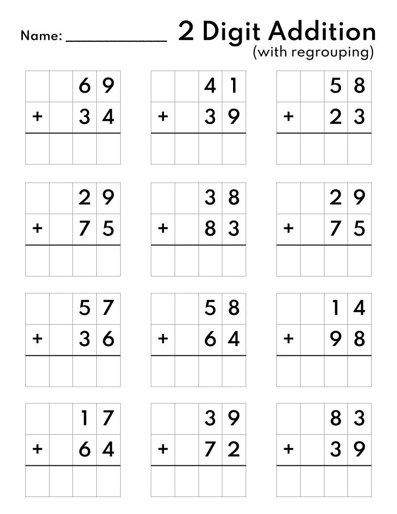 10 Printable Two Digit Addition Worksheets Double Digit Addition Worksheets 1st Grade 2nd Grade Made By Teachers