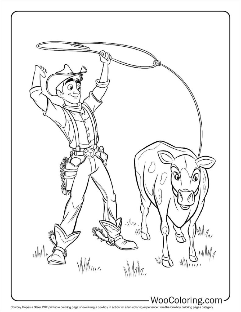 cowboy scene coloring book bull cowboy scene coloring book bull