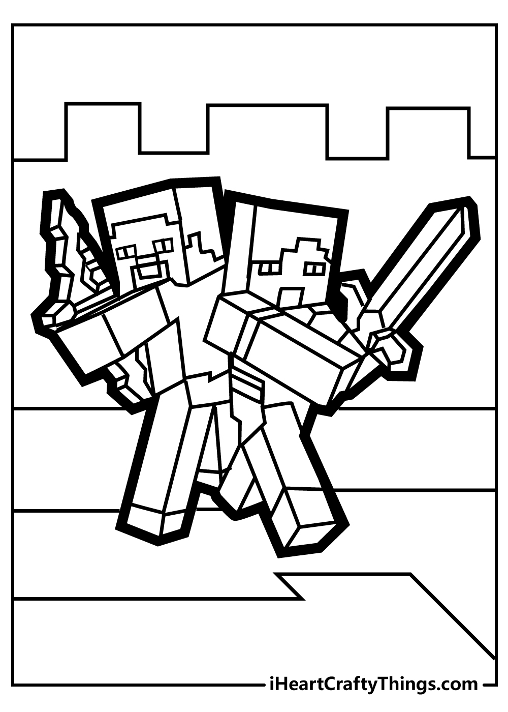 minecraft free colouring pages