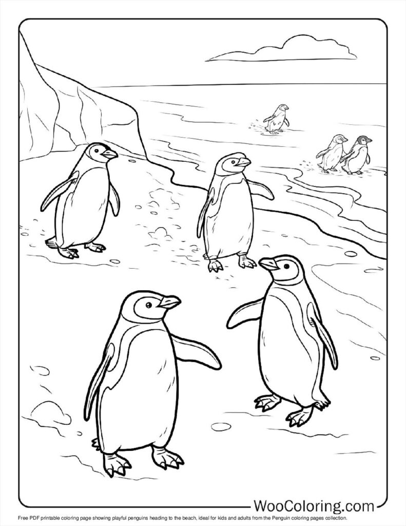 penguin colouring in pages