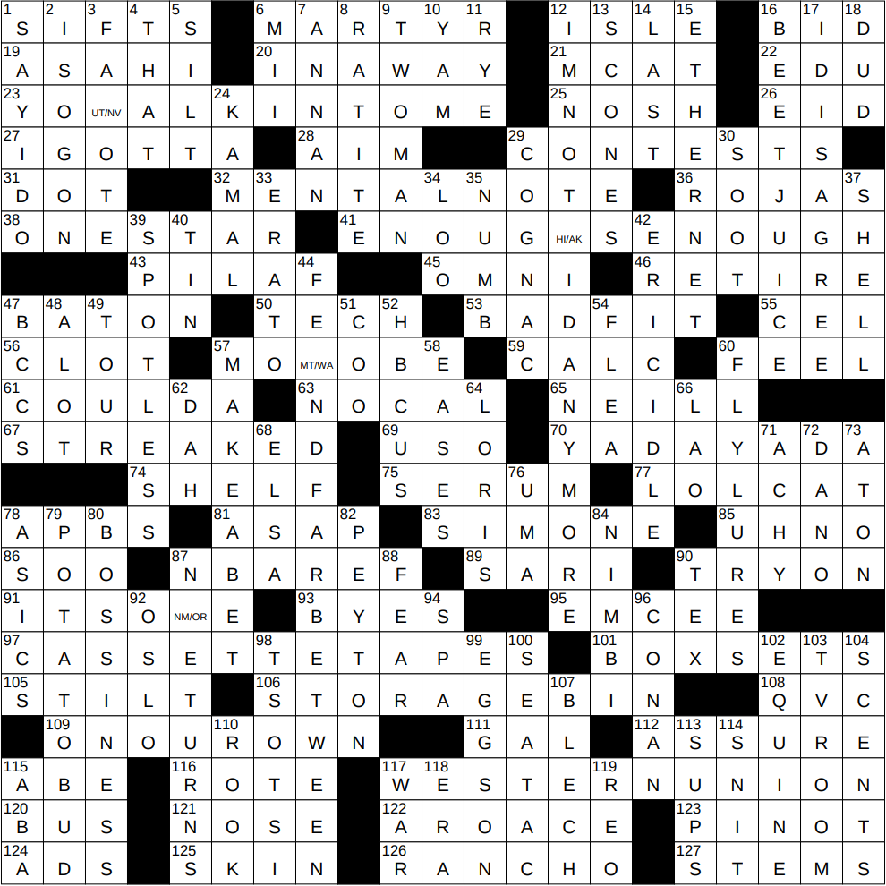 1109 25 NY Times Crossword 9 Nov 25 Sunday NYXCrossword