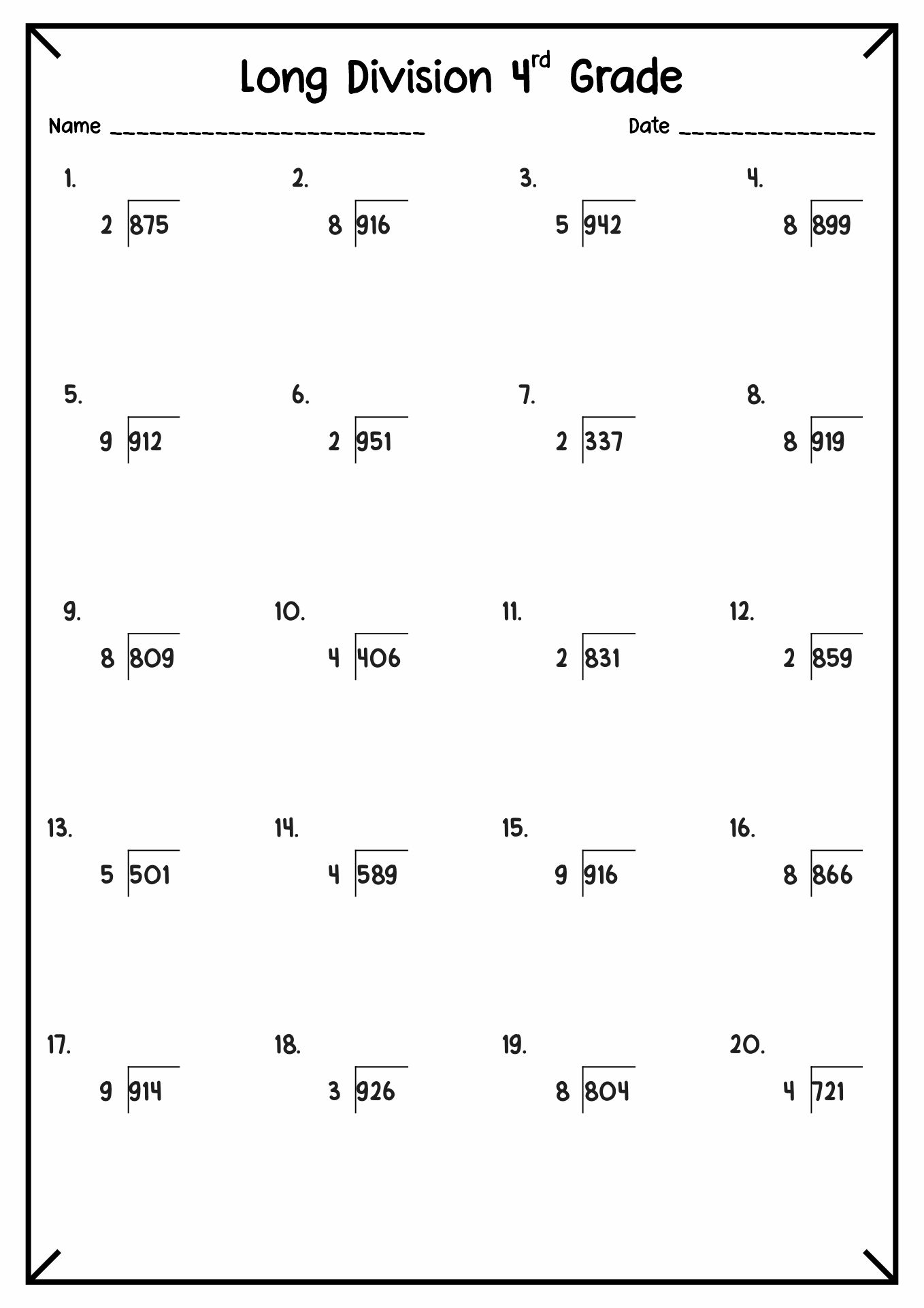 12 Long Division With Remainders Worksheets 4th Grade Worksheets Library