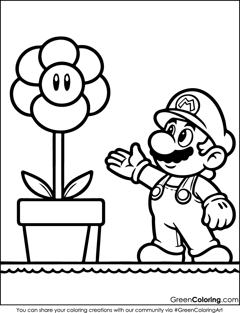 mario characters coloring page
