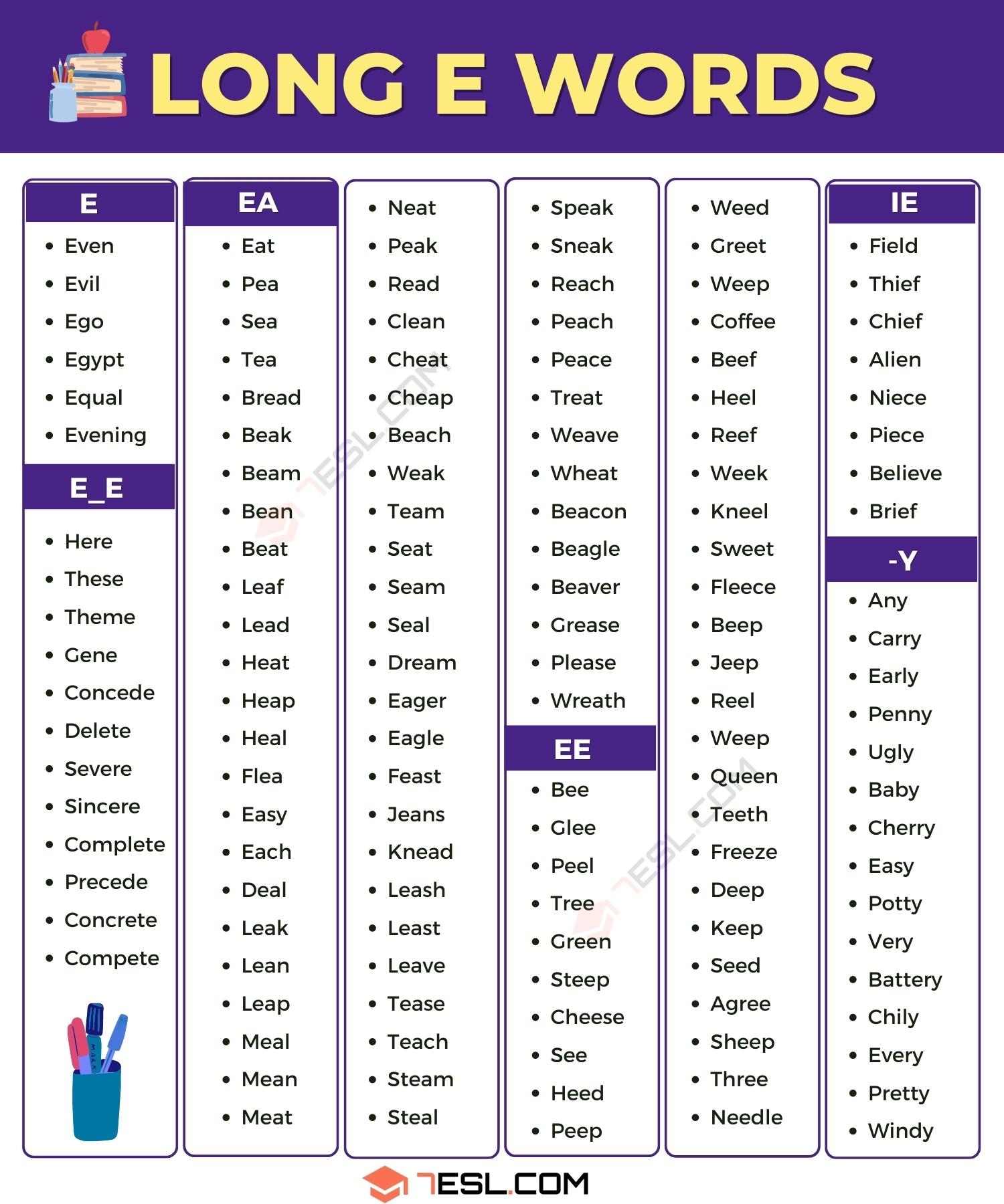 150 Common Long E Words In English Ways To Spell Long E Words 7ESL 150 Common Long E Words In English Ways To Spell Long E Words 7ESL