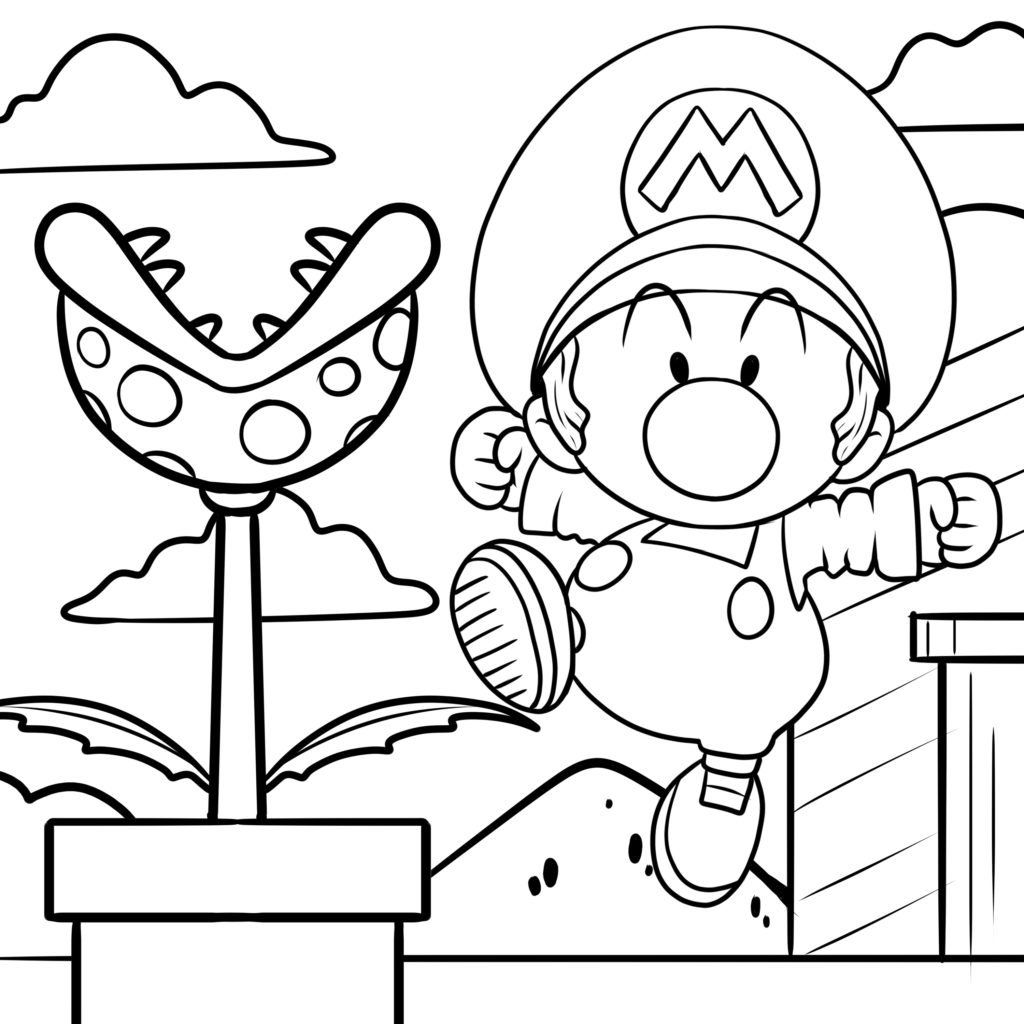 mario colouring pages printable