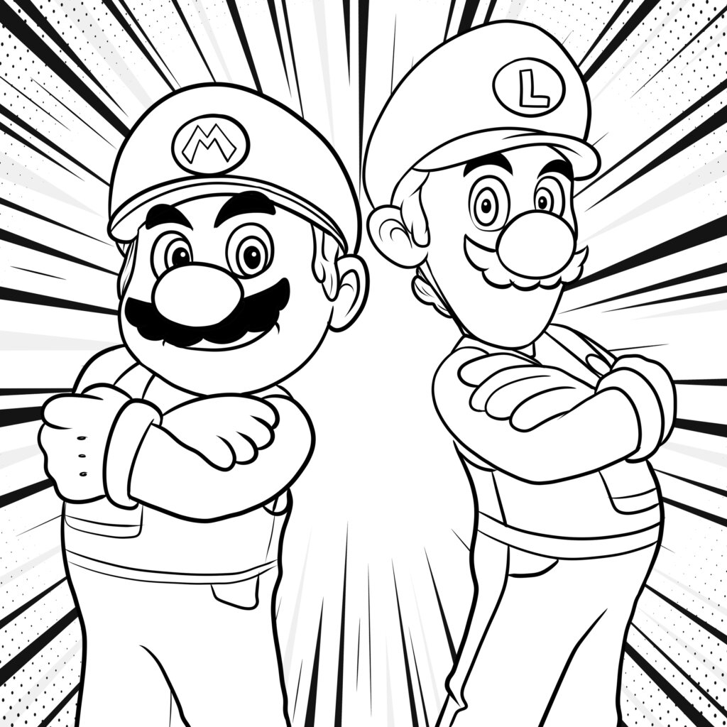 mario colouring pages free