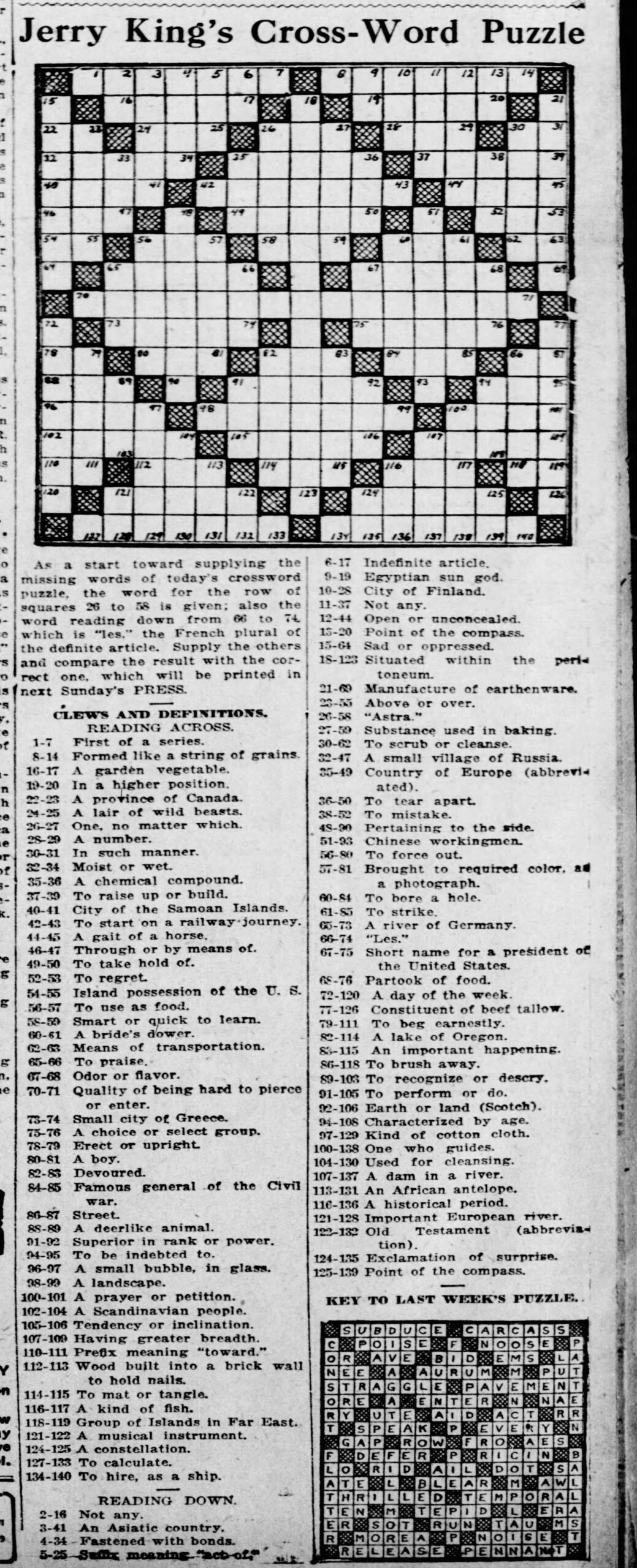 1921 The Year In Crosswords T Campbell s Grid 1921 The Year In Crosswords T Campbell s Grid