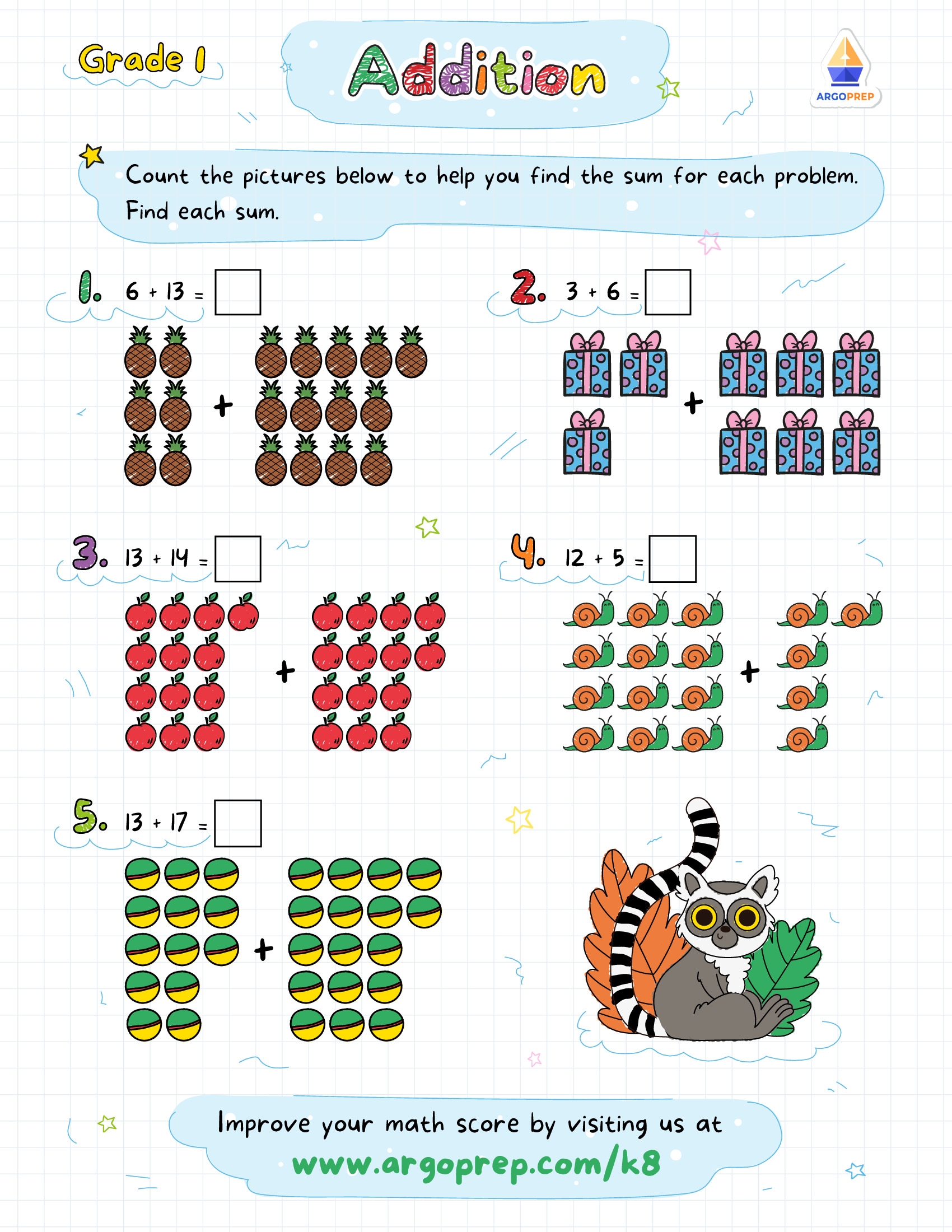 math worksheets for 1st grade