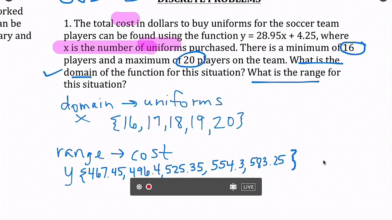 2 3 Domain Range Word Problems 2019 20 YouTube 2 3 Domain Range Word Problems 2019 20 YouTube