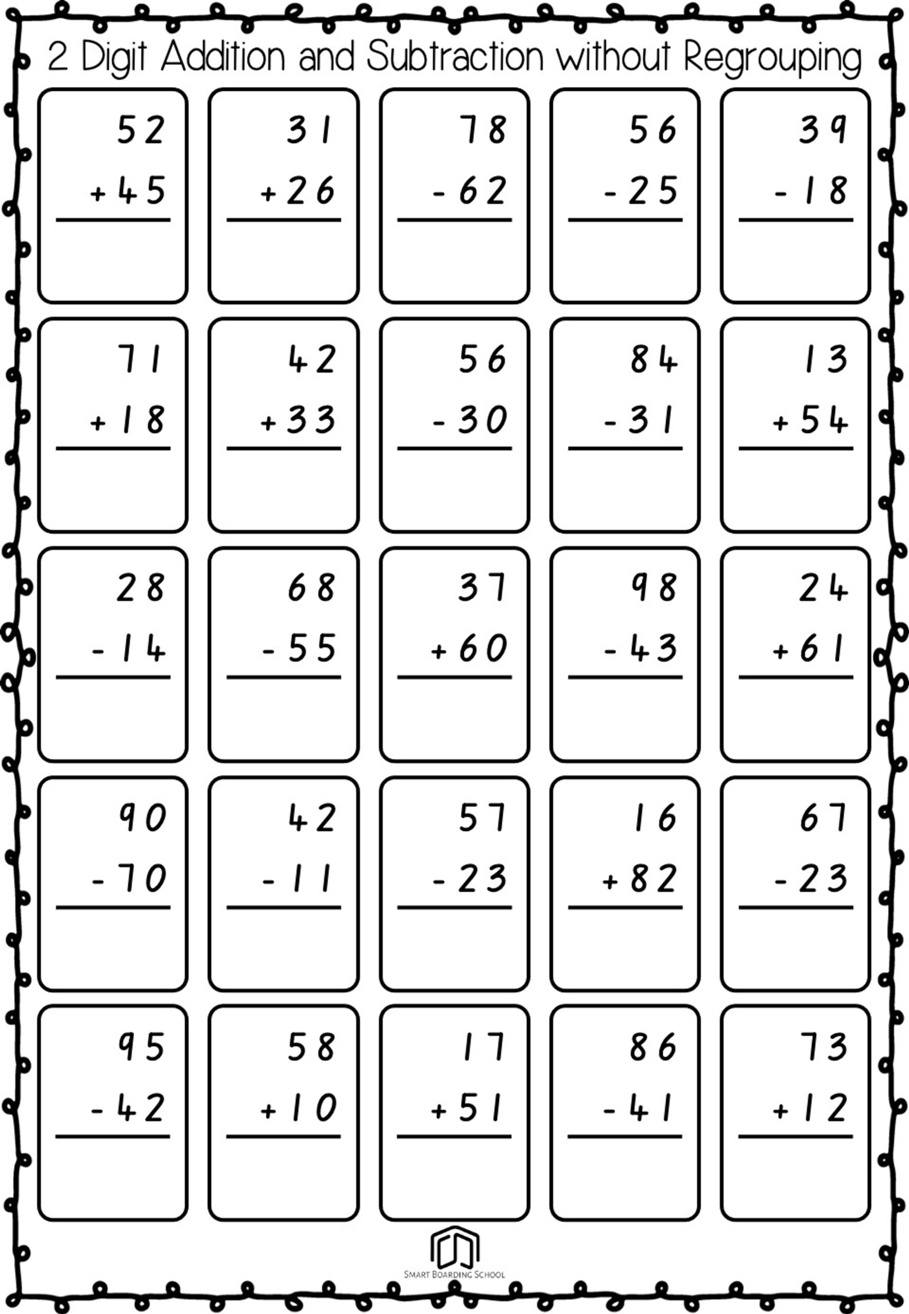 2 Digit Addition And Subtraction Without Regrouping 2 Digit Addition And Subtraction Without Regrouping