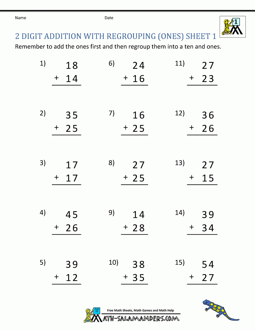 2 Digit Addition Worksheets 2 Digit Addition Worksheets