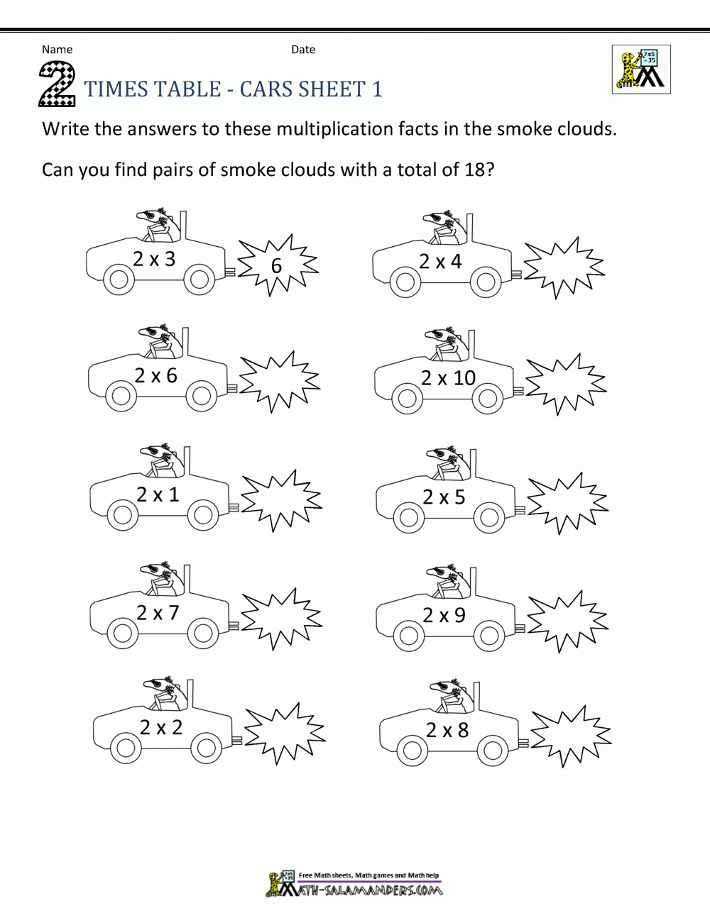2 Times Table Worksheet Page 2 Times Table Worksheet Page