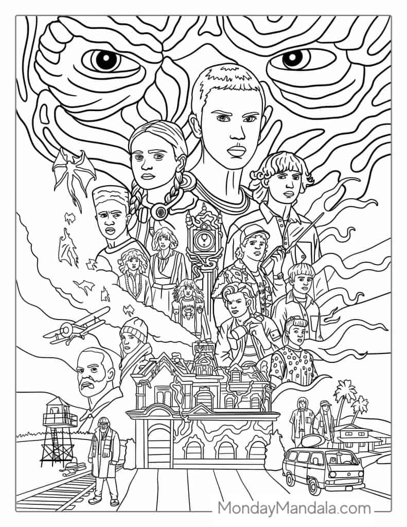 20 Stranger Things Coloring Pages Free PDF Printables
