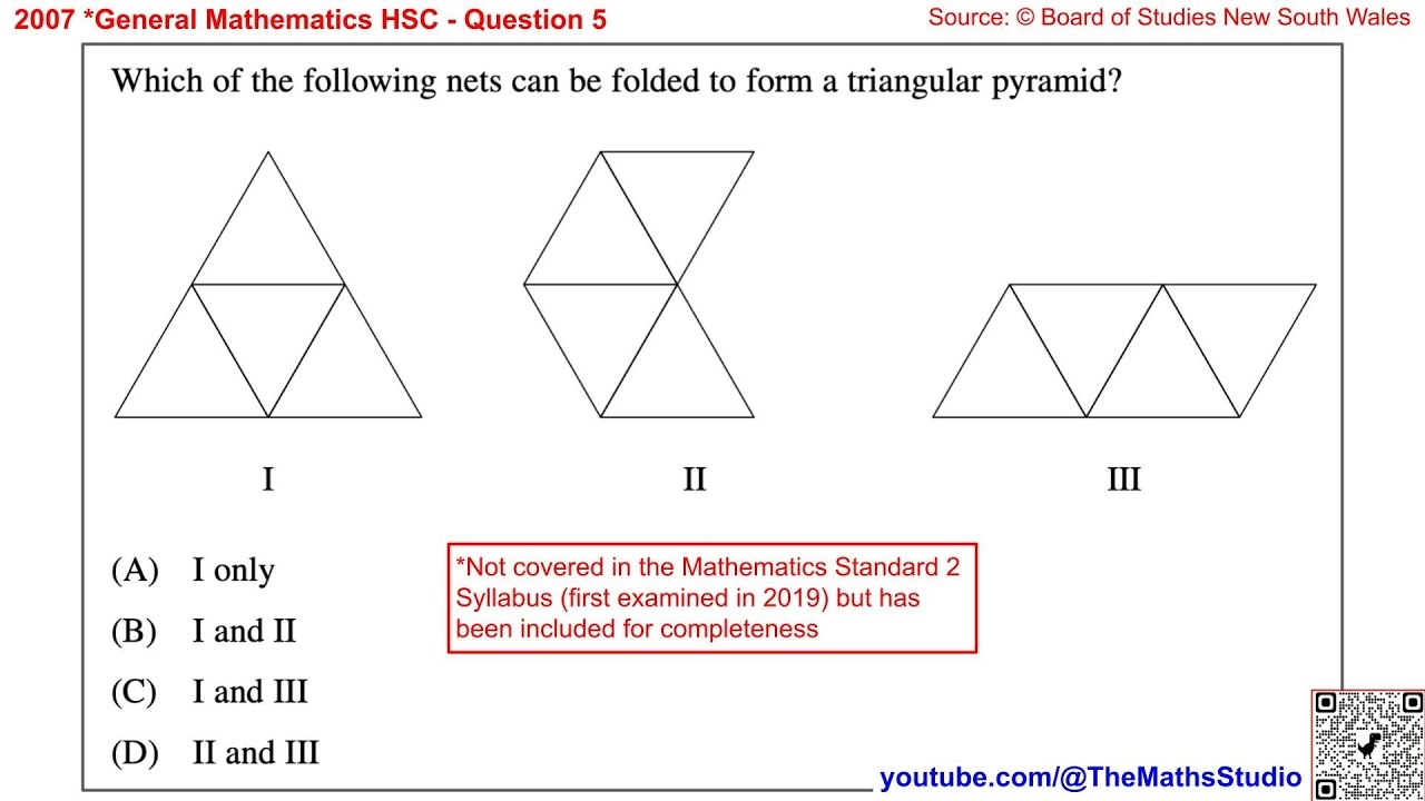 2007 General Maths HSC Q5 How To Identify The Net Of A Triangular Pyramid with Demonstration YouTube 2007 General Maths HSC Q5 How To Identify The Net Of A Triangular Pyramid with Demonstration YouTube