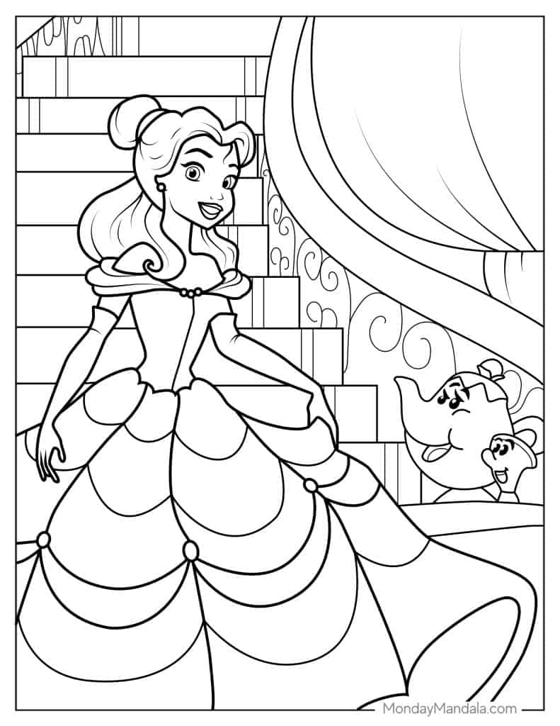 disney belle colouring pages