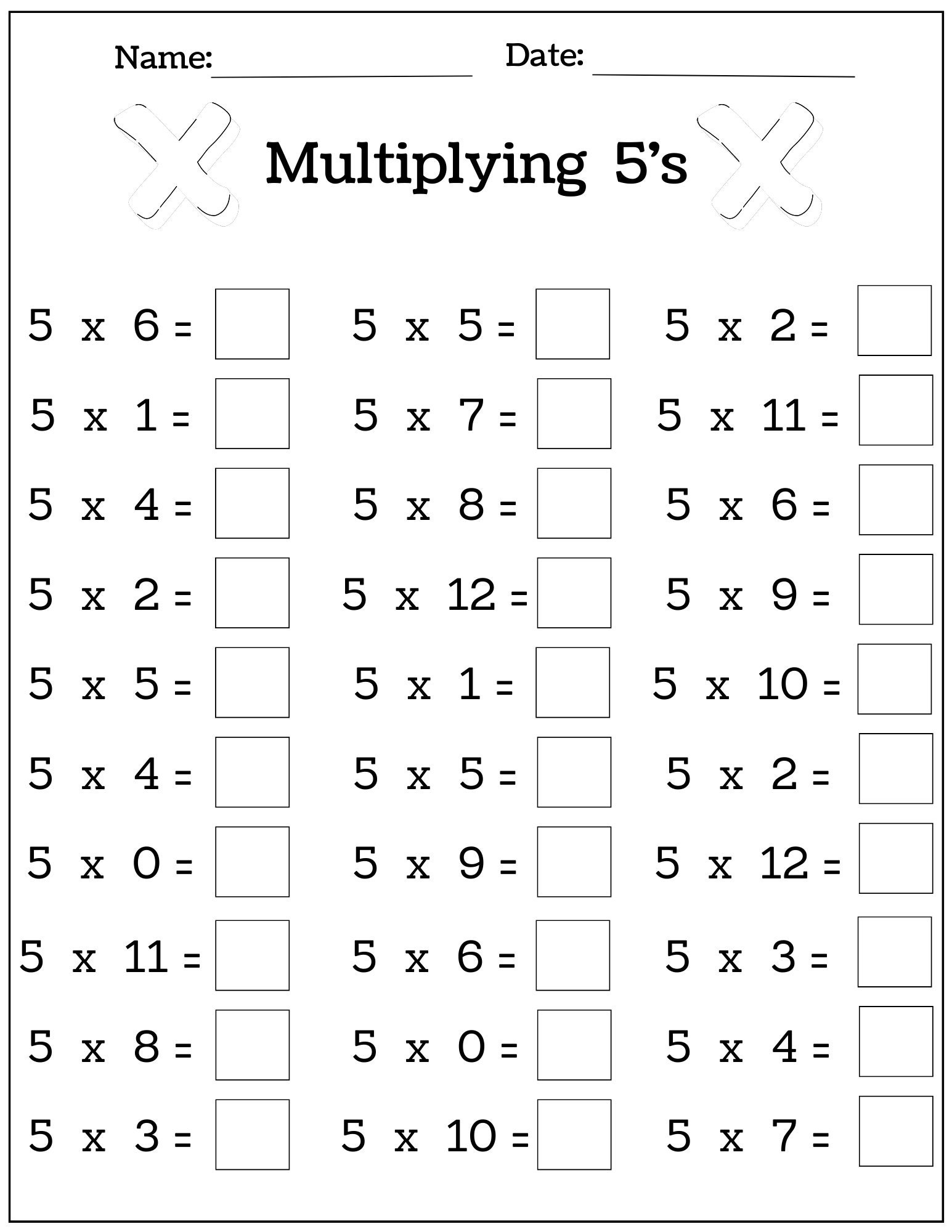 24 Printable Multiplication Worksheets Fill In The Blanks Single Digit Multiplication numbers 1 12 Etsy