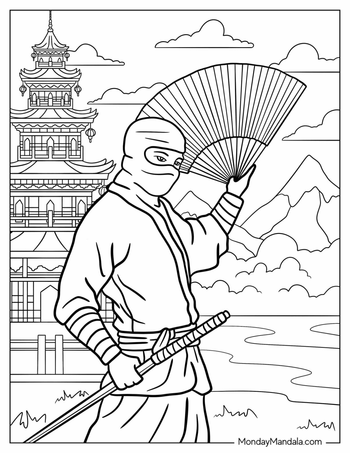 coloring pages of a ninja