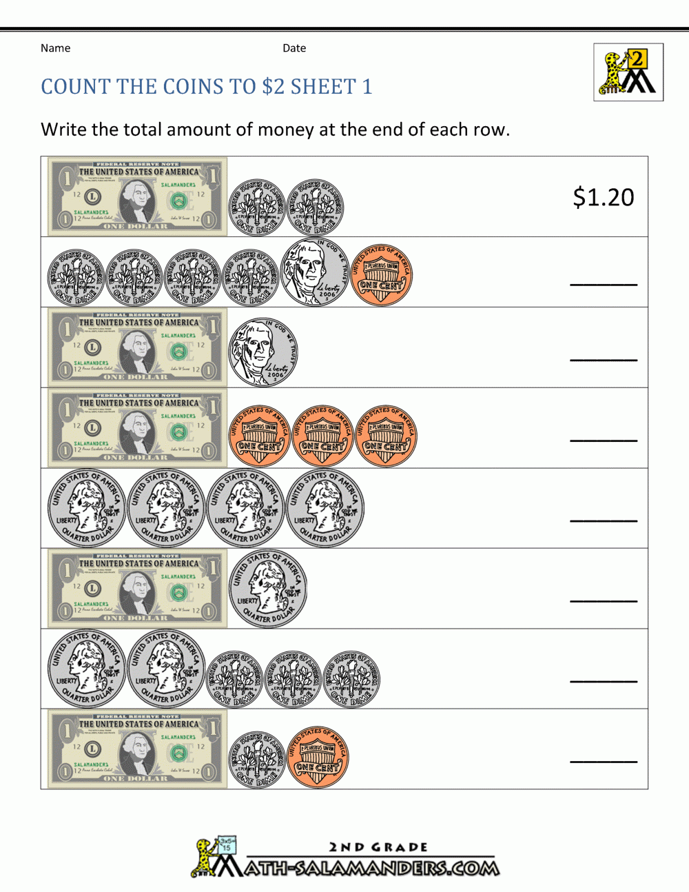 2nd Grade Money Worksheets Up To 2 2nd Grade Money Worksheets Up To 2
