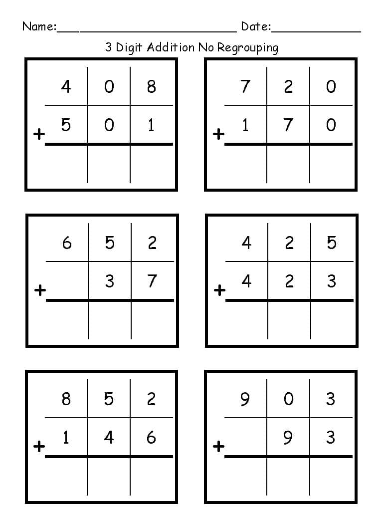 3 Digit Addition Worksheets With NO Regrouping By Miss Penny s Teachings