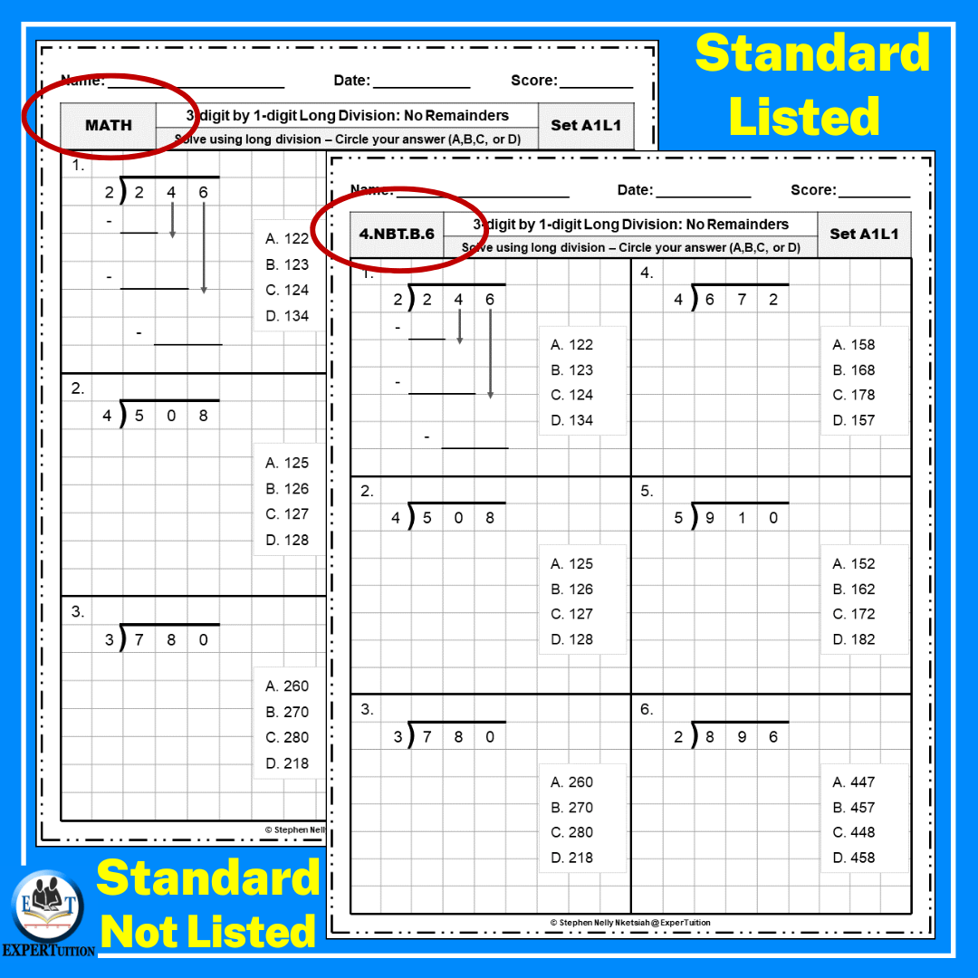 long division worksheets grade 4