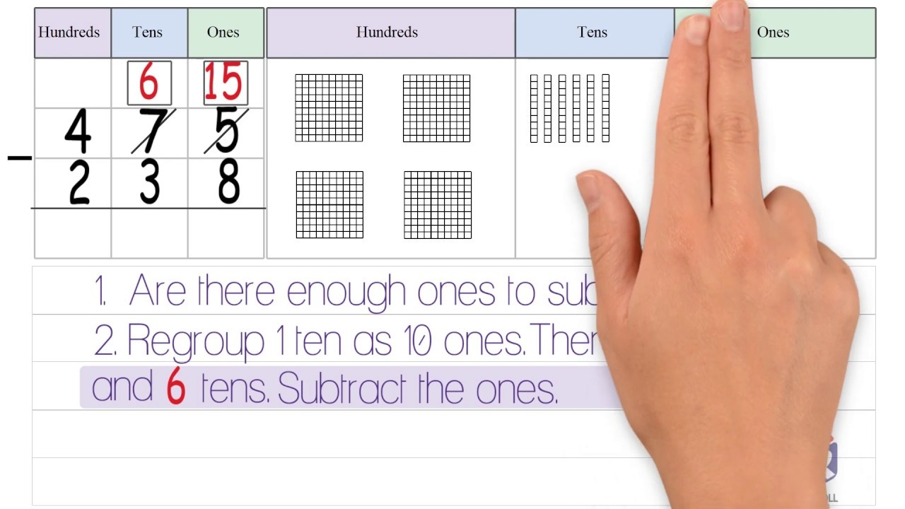 3 Digit Subtraction Regroup Tens Grade 2 YouTube