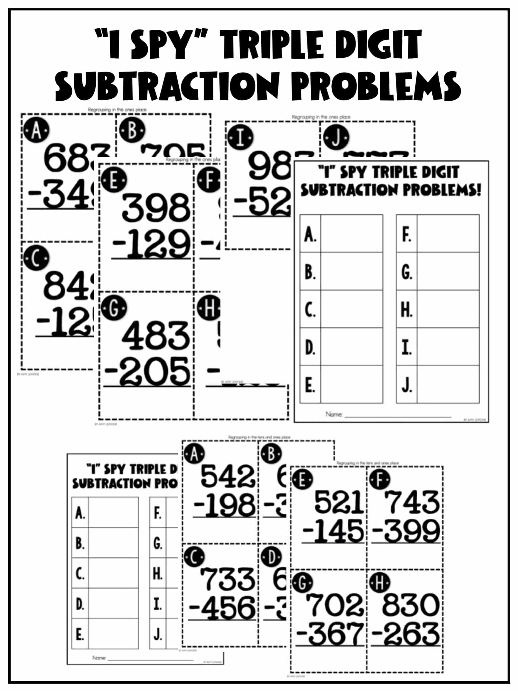 3 Digit Subtraction With Regrouping Amy Lemons