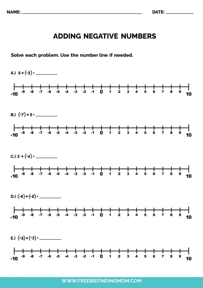number line for negatives and positives number line for negatives and positives