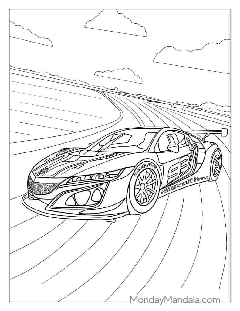 30 Race Car Coloring Pages Free PDF Printables 
