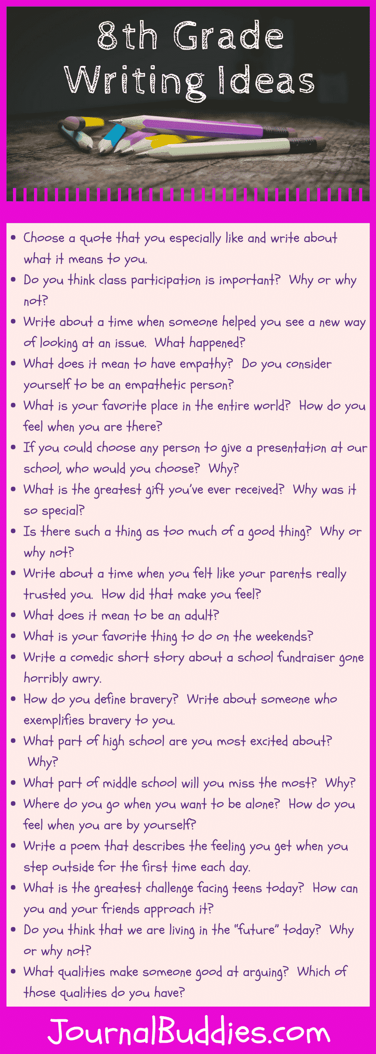 31 8th Grade Writing Ideas JournalBuddies