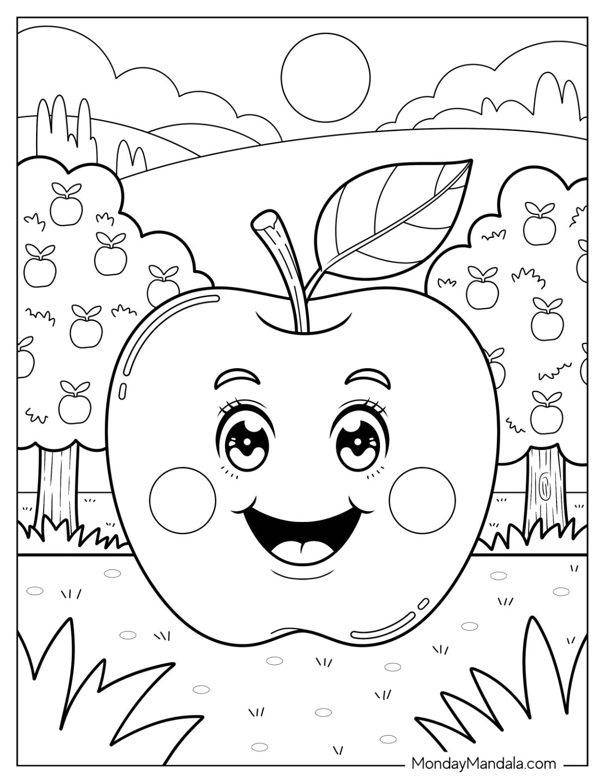 preschool apple coloring pages