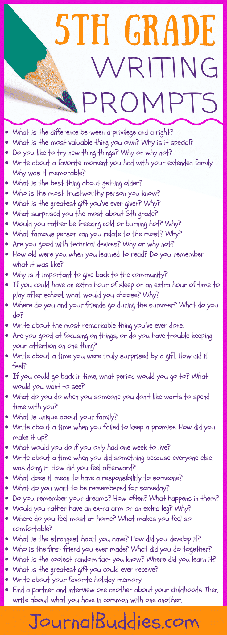 35 Awesome 5th Grade Writing Prompts JournalBuddies