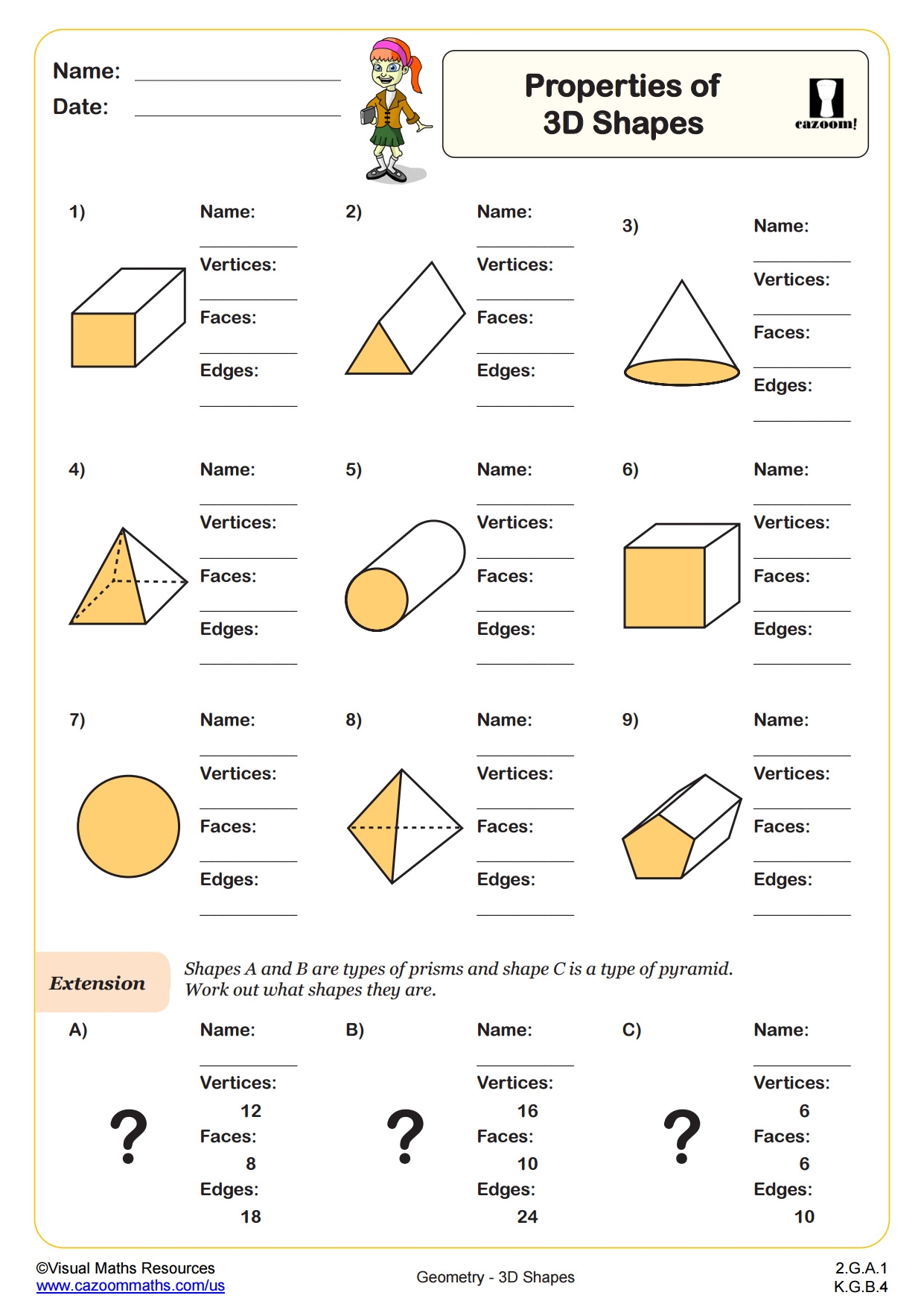 3D Shapes Worksheets With Answer Keys FREE 