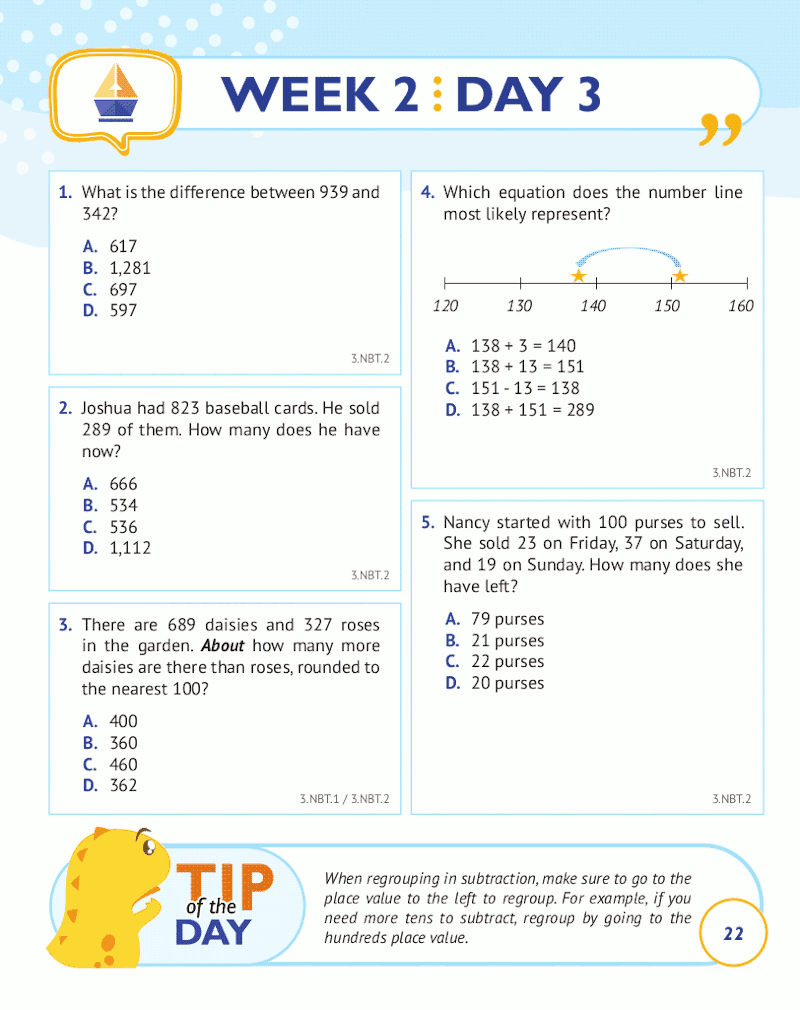 3rd Grade Common Core Math Daily Practice Workbook Part I Multiple Choice ArgoPrep