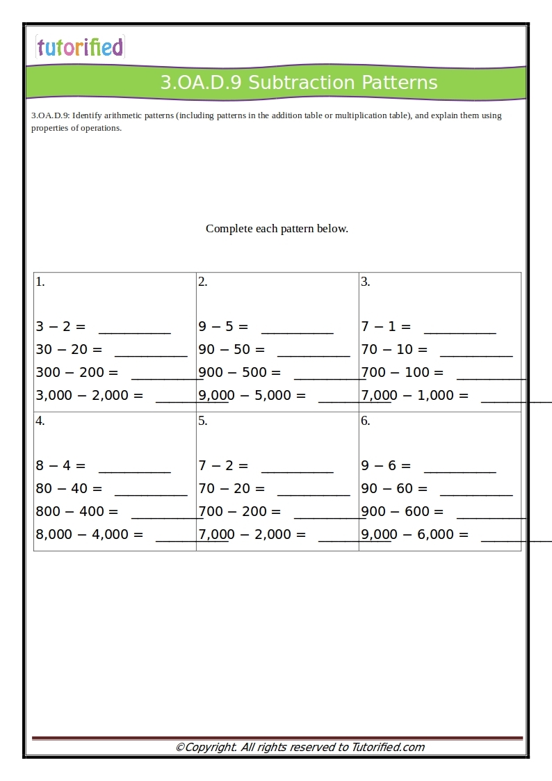 3rd Grade Common Core Math Worksheets