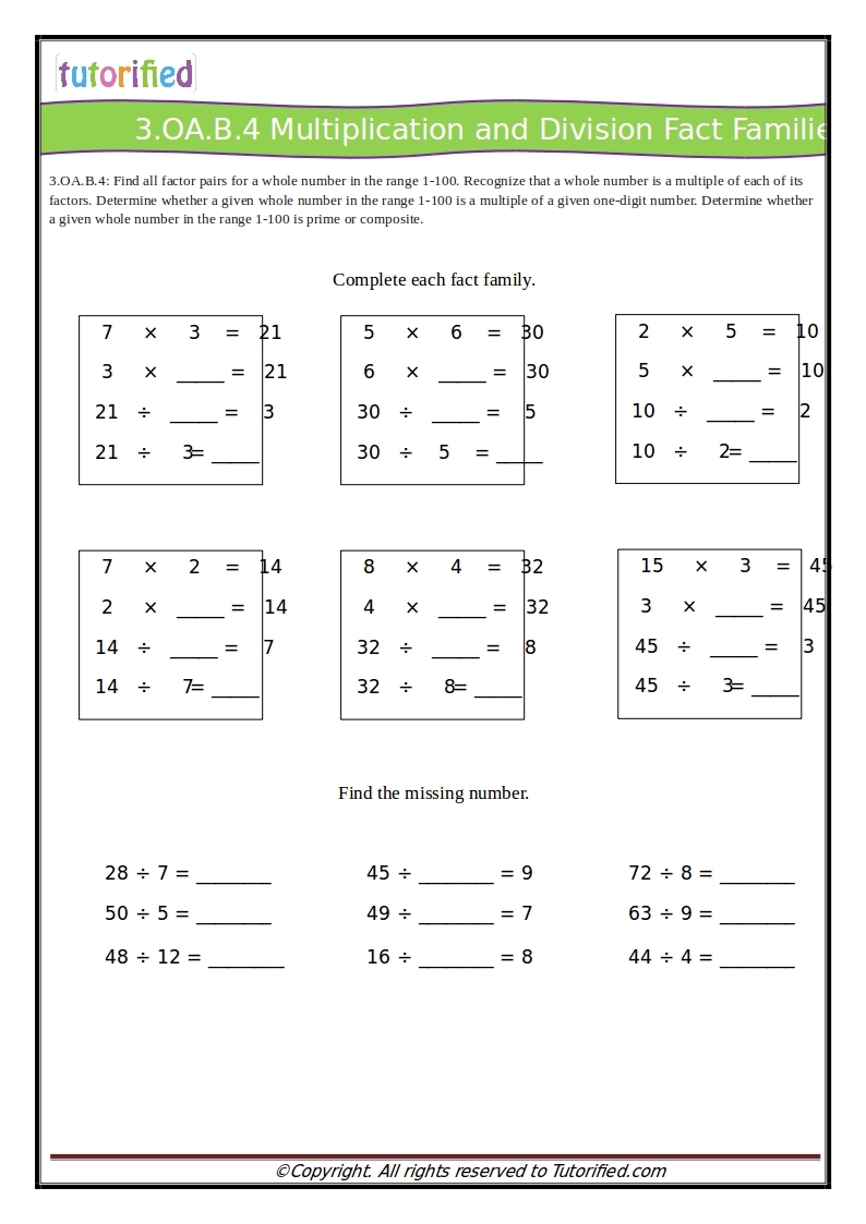 3rd Grade Common Core Math Worksheets