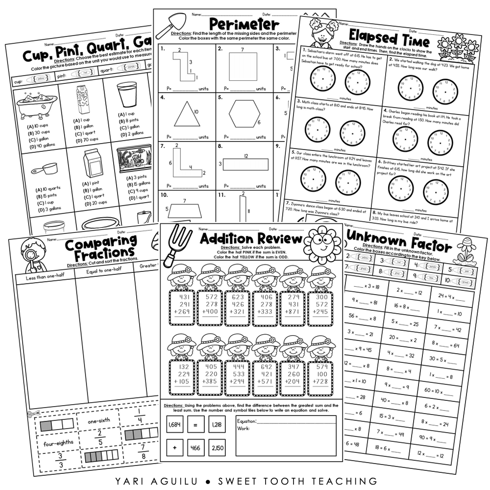 activity sheets for 3rd graders